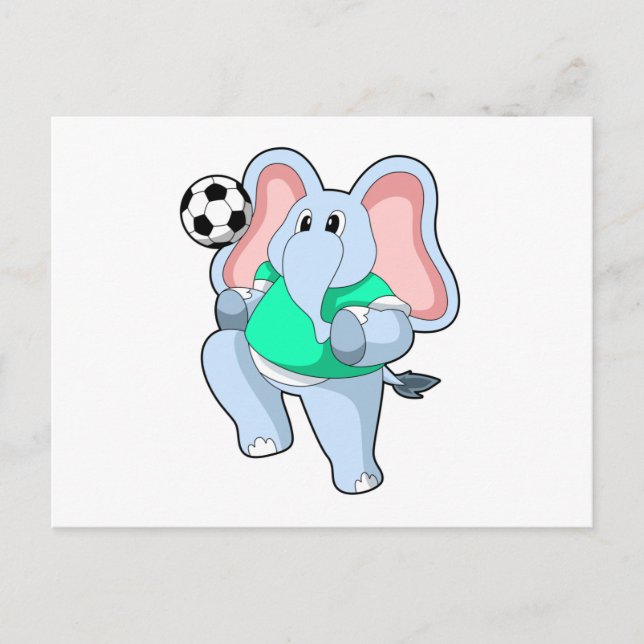 Carte Postale Elephant comme joueur de football avec Soccer.PNG (Devant)