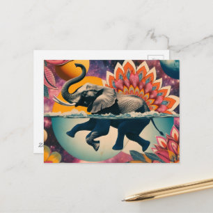 Carte Postale Éléphant dans la piscine