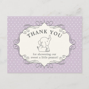 Carte Postale Éléphant de bébé adorable Remerciement pour la b