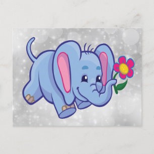 Carte Postale Éléphant de dessin animé mignon