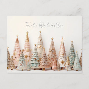 Carte Postale Éléphant de Noël rose et vert