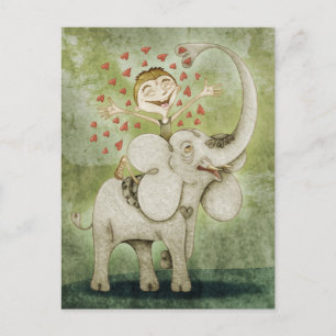 Carte Postale Eléphant. Drôle, fantastique, tendre et imaginatif