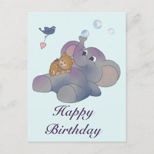 Carte Postale Éléphant et chat