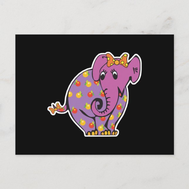Carte Postale éléphant fruité pourpre (Devant)