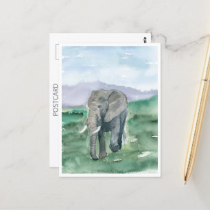 Carte Postale Éléphant Gris dans la Jungle