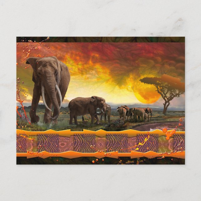 Carte Postale Elephant Guardian "Les obligations qui Cravate" (Devant)