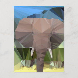 Carte Postale Elephant Head Afrique Thème Bas Poly