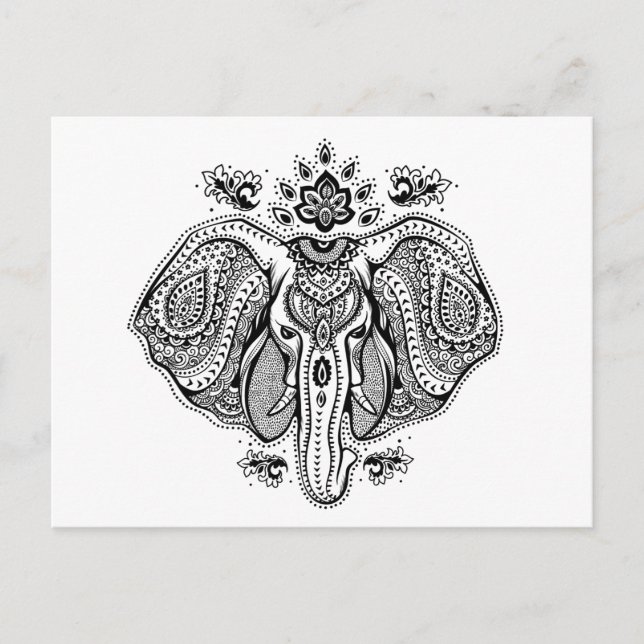 Carte Postale Eléphant indien Vintage inspiré (Devant)
