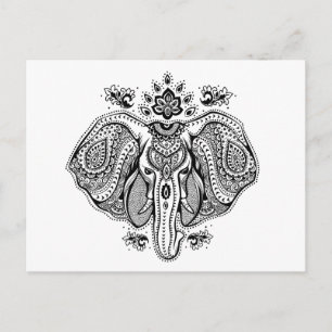 Carte Postale Eléphant indien Vintage inspiré