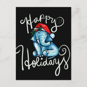 Carte Postale Elephant Joyeux Vacances Nature sainte yule art
