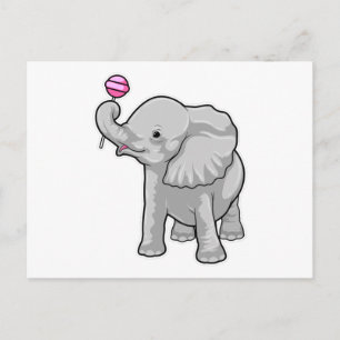 Carte Postale Eléphant Lollipop