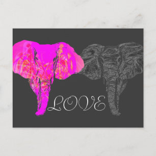 CARTE POSTALE ELEPHANT LOVE