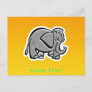 Carte Postale Eléphant mignon ; Orange jaune
