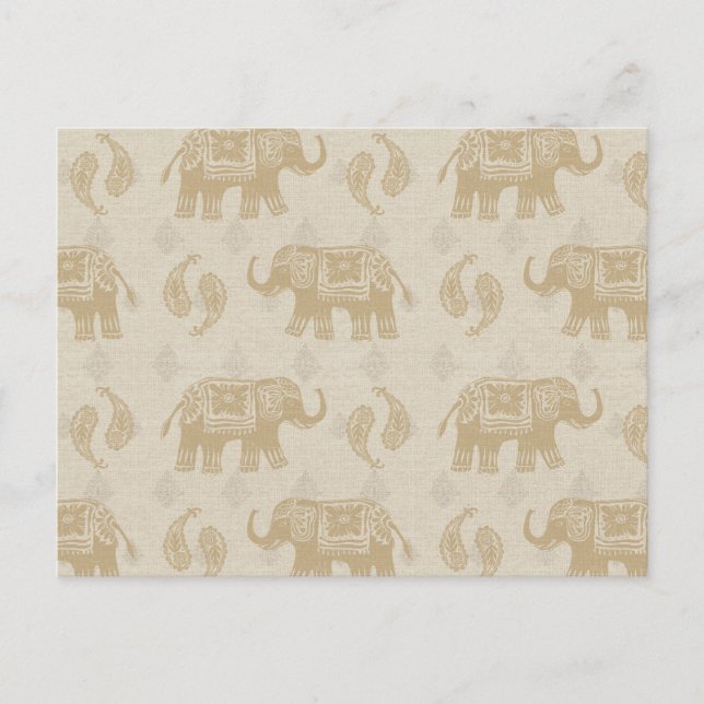 Carte Postale Elephant Motif de la caravane Kaki (Devant)