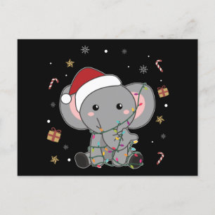Carte Postale Eléphant Noël Neige Hiver Animaux Eléphants P