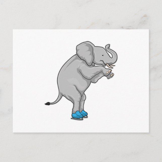 Carte Postale Elephant Patinage sur glace Patins sur glace (Devant)