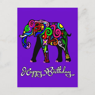 Carte Postale Eléphant psychédélique