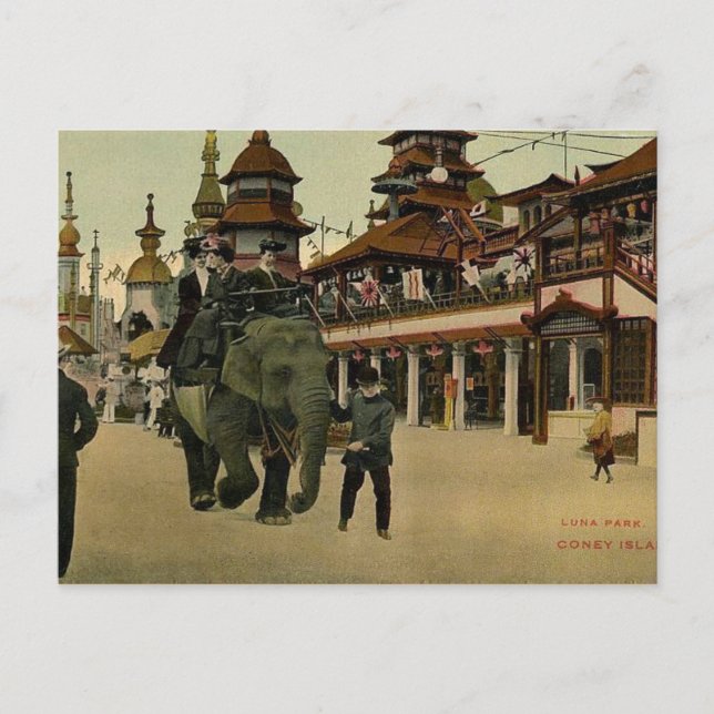 Carte Postale Elephant Ride in Luna Park, Coney Island, 1910 (Devant)