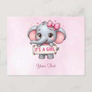 Carte postale Eléphant rose
