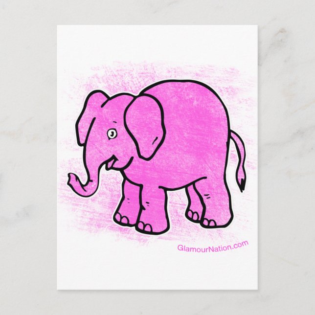 Carte Postale éléphant rose (Devant)