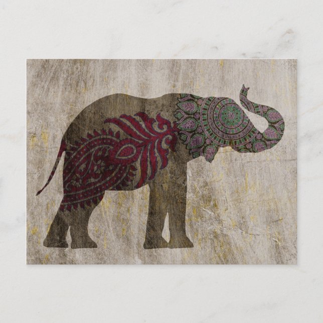 Carte Postale Eléphant tribal zen (Devant)