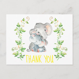 Carte Postale Elephant Zoo Animaux Baby shower Merci Note