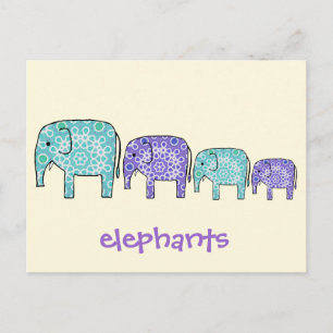 Carte Postale Eléphants