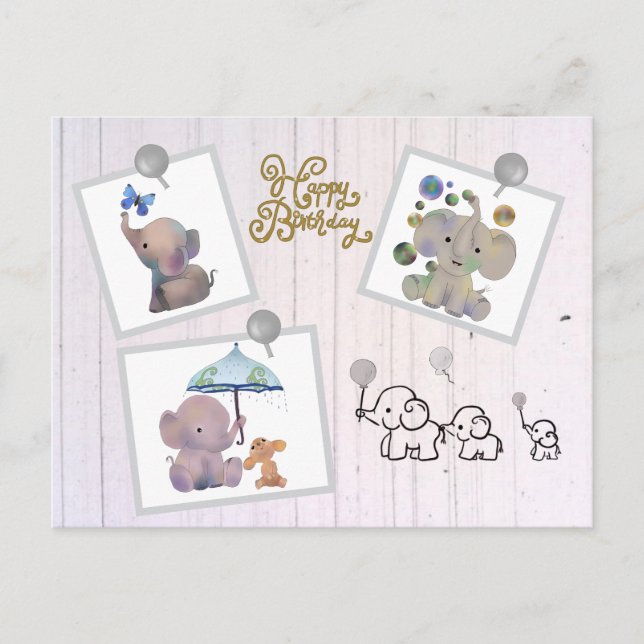 Carte Postale Éléphants (Devant)