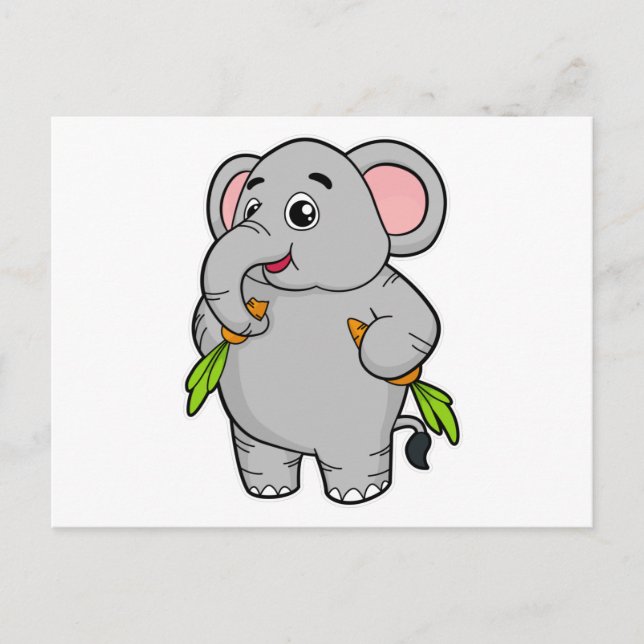 Carte Postale Eléphants aux carottes (Devant)