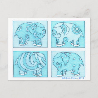 Carte Postale Eléphants bleus