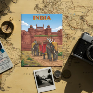 Carte Postale Eléphants porteurs de cavaliers