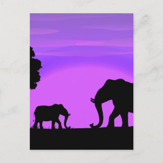Carte Postale Eléphants Silhouette