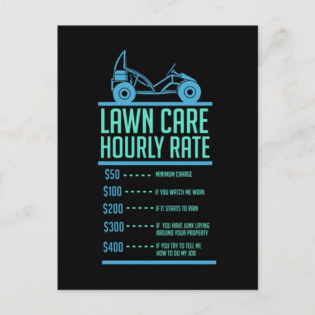 Carte Postale Élevage de pelouse - Soins de pelouse Taux horaire (Devant)
