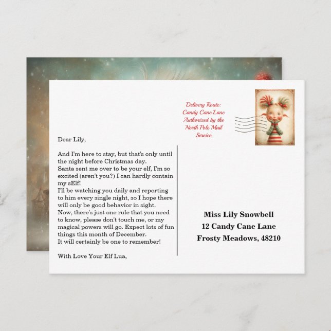 Carte Postale Elf Arrival Letter | North Pole Welcome Message (Devant / Derrière)