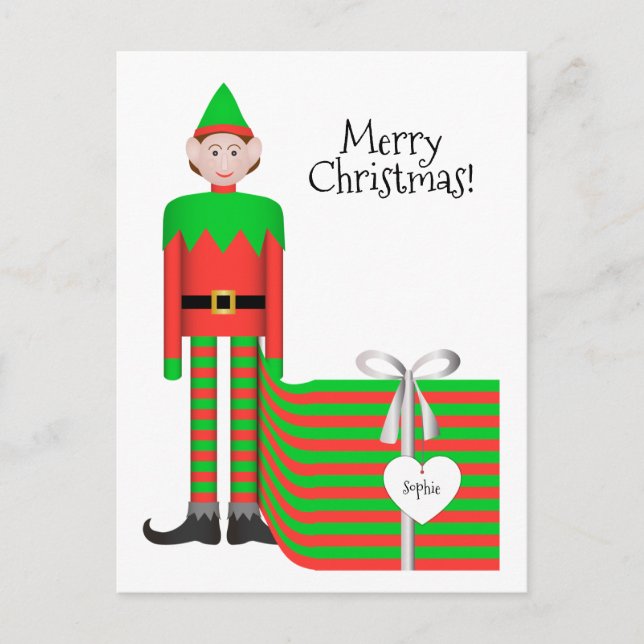 Carte Postale Elf Christmas - Forfait Cadeau rayé (Devant)