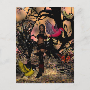 Carte postale Elf Girl Birds