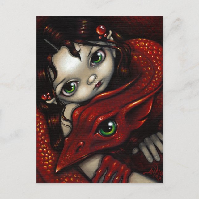 Carte postale "Elf Maiden et son dragon" (Devant)