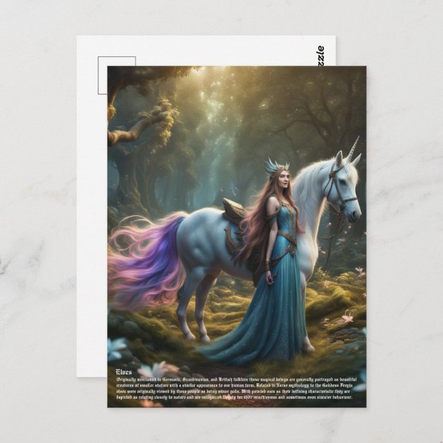 Carte Postale Elf Unicorn (Devant / Derrière)