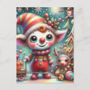 Carte Postale Elfe de Noël adorable et inadapté