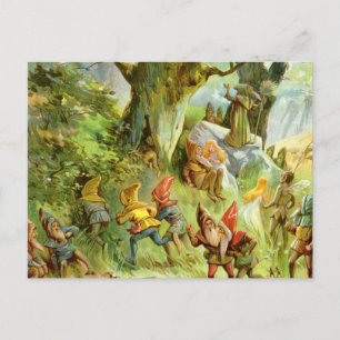 Carte Postale Elfes et Gnomes dans la Forêt Magique Noire profon