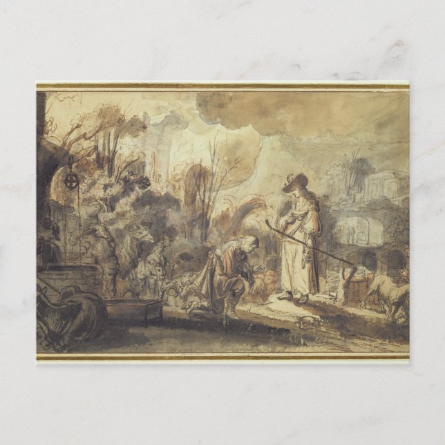 Carte Postale Eliezer et Rebecca au puits (Devant)