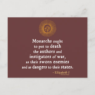 Carte Postale Elizabeth I Citation sur la guerre