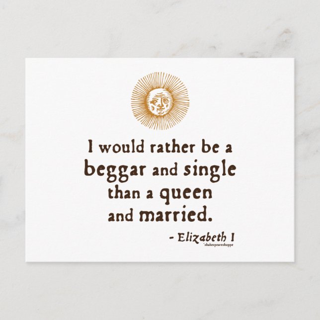 Carte Postale Elizabeth I Citation sur le mariage (Devant)