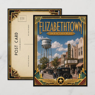 Carte Postale Elizabethtown Kentucky Art Déco vintage de l'âge d