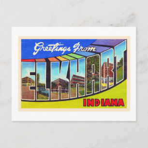 Carte Postale Elkhart Indiana IN Vintage Large Letter Postcard