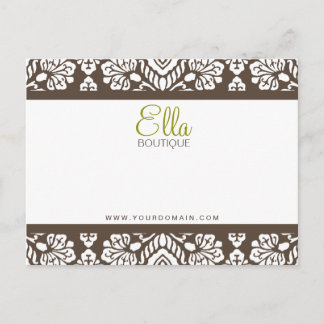 Carte Postale Ella #1 Brown Damask Chic Bow Card