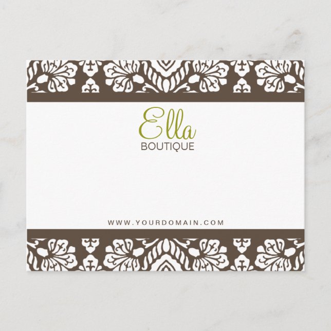 Carte Postale Ella #1 Brown Damask Chic Bow Card (Devant)