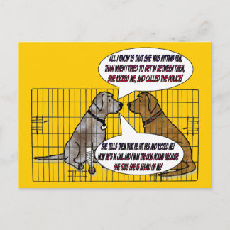 Carte Postale Elle a donné un coup de pied le chien