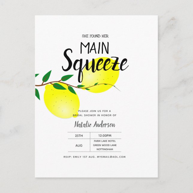 Carte Postale Elle A Trouvé Son Principal Mariage Squeeze Lemons (Devant)