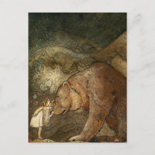 Carte Postale « Elle embrassa l'ours » de John Bauer
